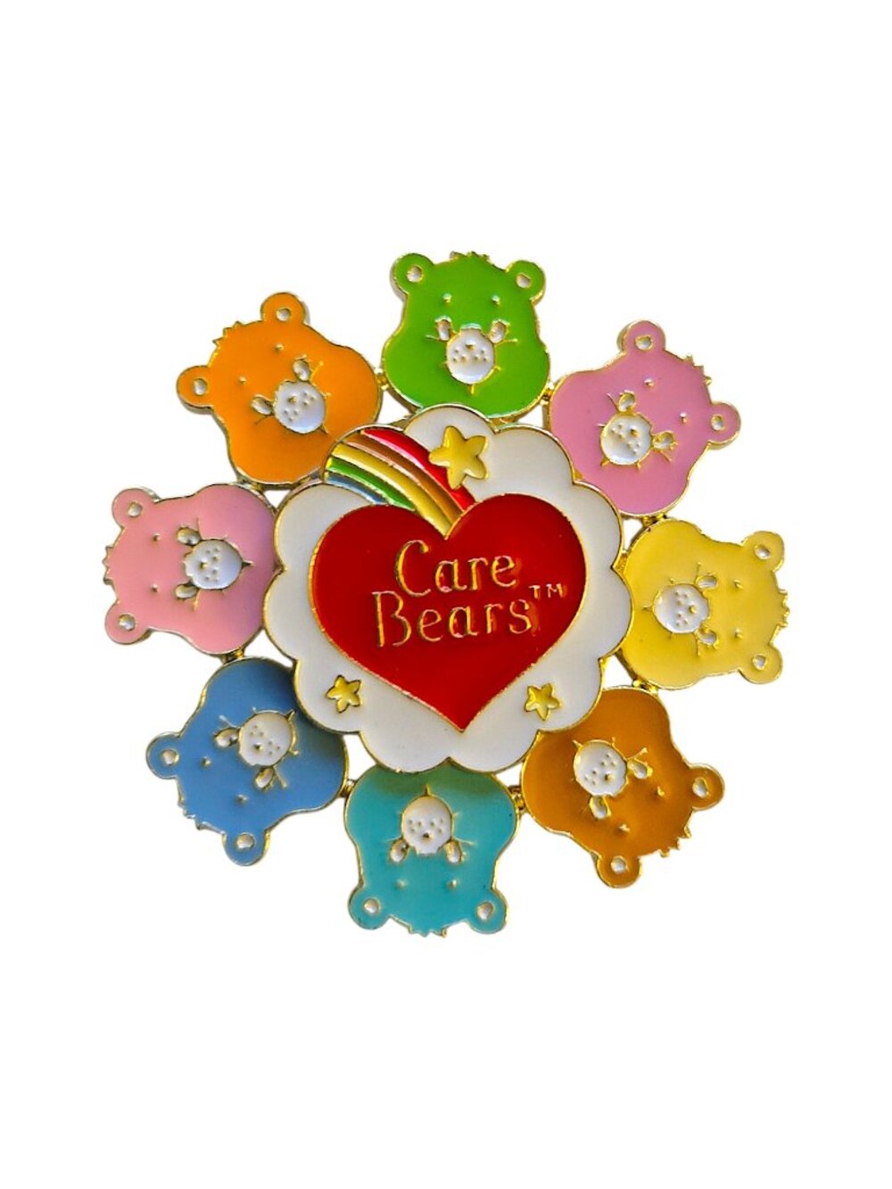 Care Bears Multicolor Heart Rotatable Pin Brooch Cute Rainbow Collectible Gift